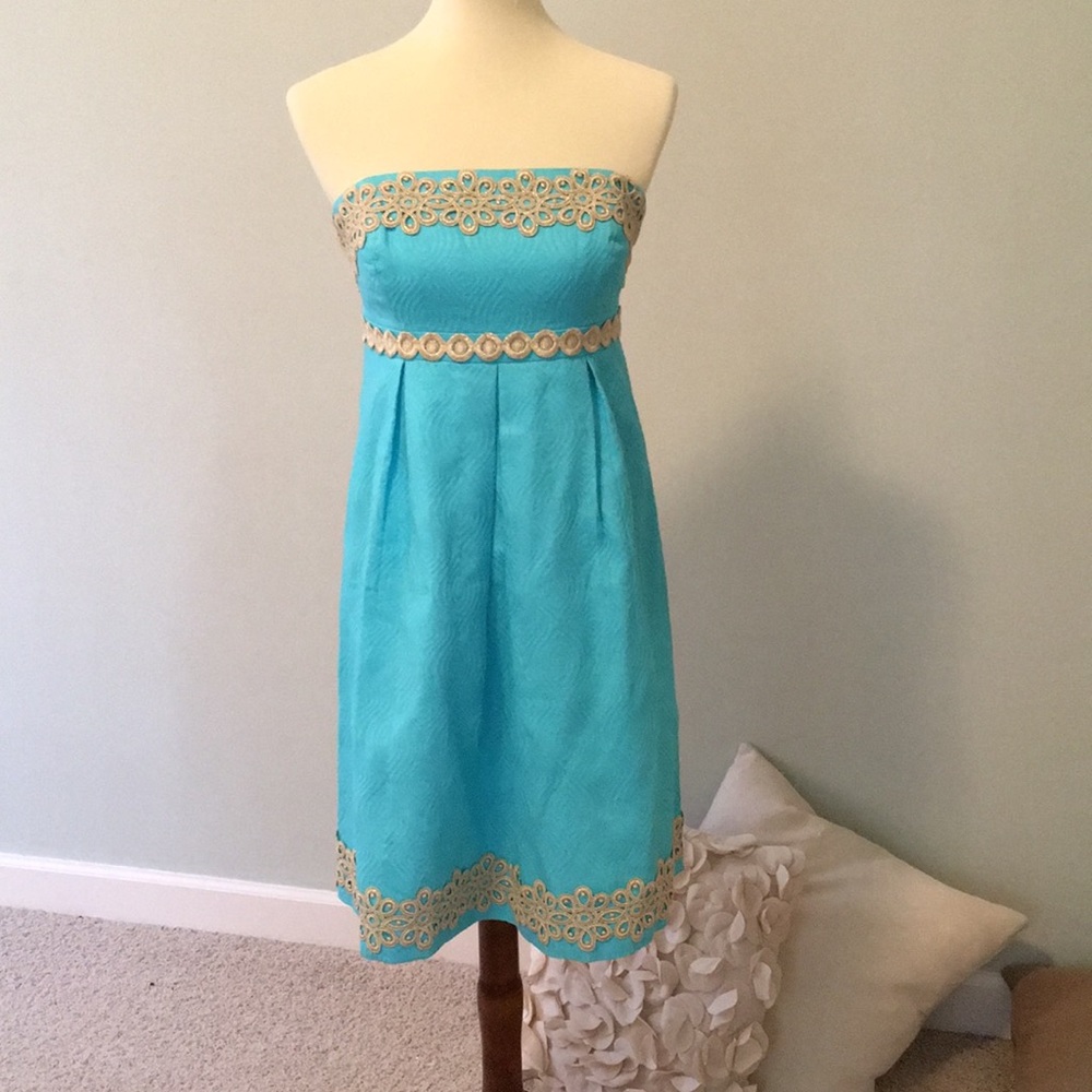 Lilly Pulitzer Strapless Turquoise Dress